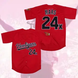 Hooligans Mars 24K Baseball Jersey, Custom Name Number Shirt, Romantic Graphic Design, Concert Fan Apparel, Vintage Rose Outfit