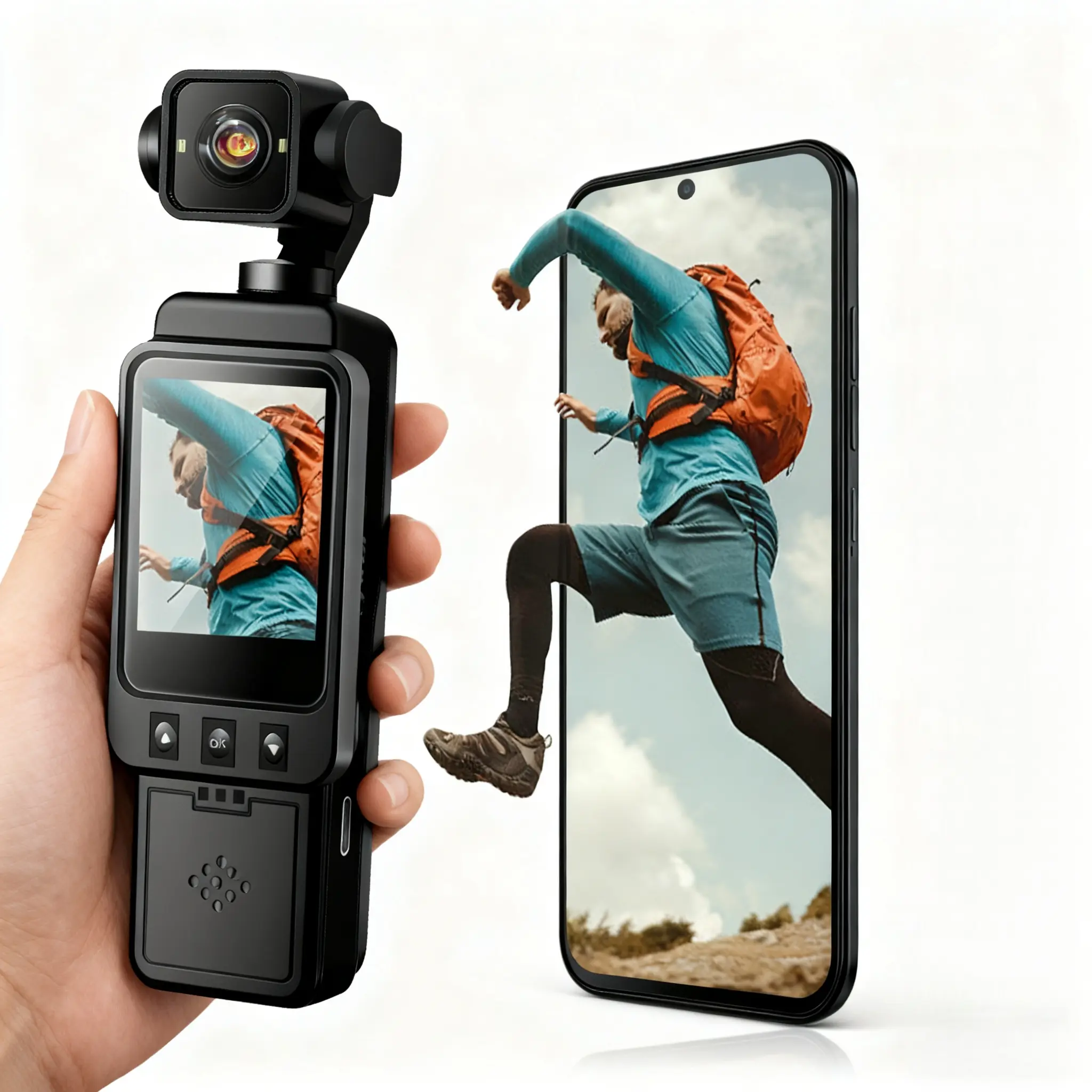Mini Camera Pocket | Body Cam Wearable Video Recording Camera with 1.54" Color Display, 6x Digital Zoom, 270° Rotation, Night Vision & Stabilization, Security, Work, Guard, Travel, Portable Wearable Camcorder, Video Camcorder