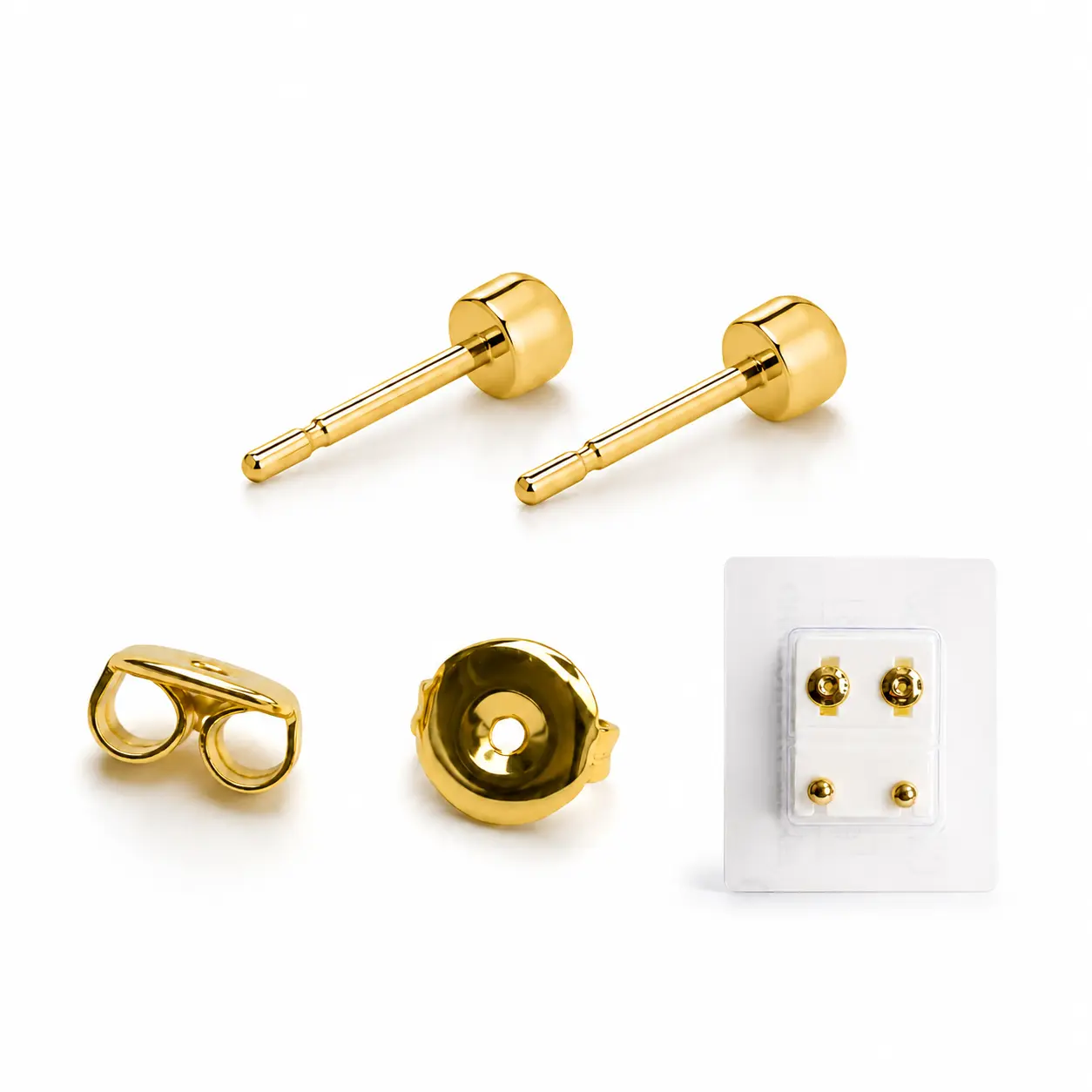 Gold-Tone Stud Earrings For Women-Elegant Everyday Earrings,1 Pair