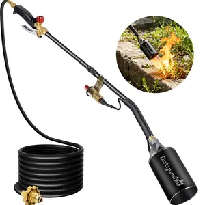 【Fathersdaygift】Propane Weed Burner Torch Kit with 10FT Hose, High Output Heavy Duty Flamethrower, Self-Igniting Turbo Trigger, for Weeding, Roofing & Ice Melting, Includes Storage Bag, SummerVibes(Propane Tank Not Included)