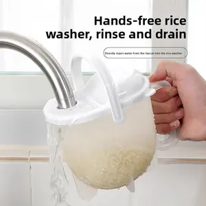 Must-Have Kitchen Rice Strainer! Hands-Free Scrub & Drain Basket, Lazy Gadget for Quick Rice Washing