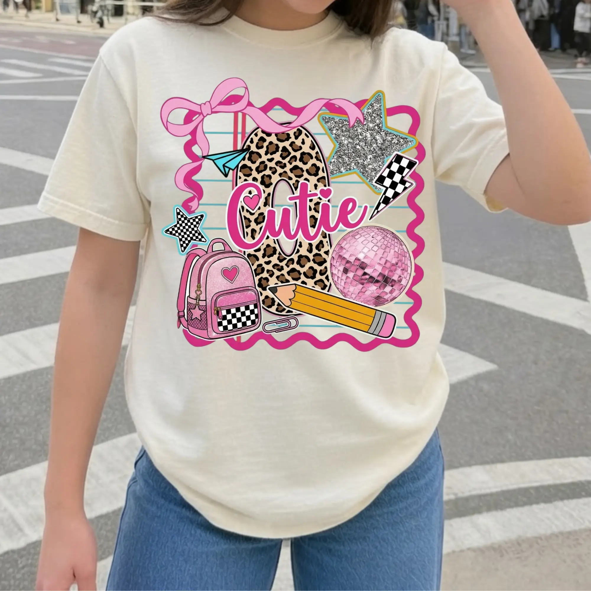 Women's Casual Short-Sleeve Streetwear Top - Comfort Colors 1717 Leopard Print PreK-Kindergarten Back to School T-Shirt for Girls