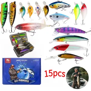 [CWJ]Ultimate Freshwater Fishing Kit: 15 Lures in Tackle Box for Bass, Trout, Salmon  Spoons, Soft Baits & Spinners with Treble Hooks | Beginner to Intermediate