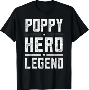100% Cotton Poppy Hero Legend - Vintage Distressed Poppy T-Shirt