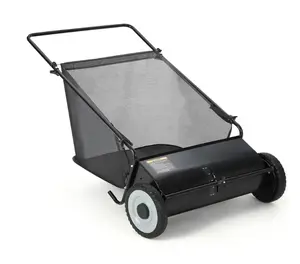 Push Lawn Sweeper 26 inch, Heavy-Duty Yard Leaf Collector with 4 Rotating Brushes, 7 Cu.Ft Large Hopper Bag, Adjustable Height for Grass, Leaves & Outdoor Debris