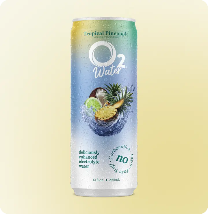 O2 Tropical Pineapple Electrolyte Water, Sugar-Free Hydration Drink, 12 Pack