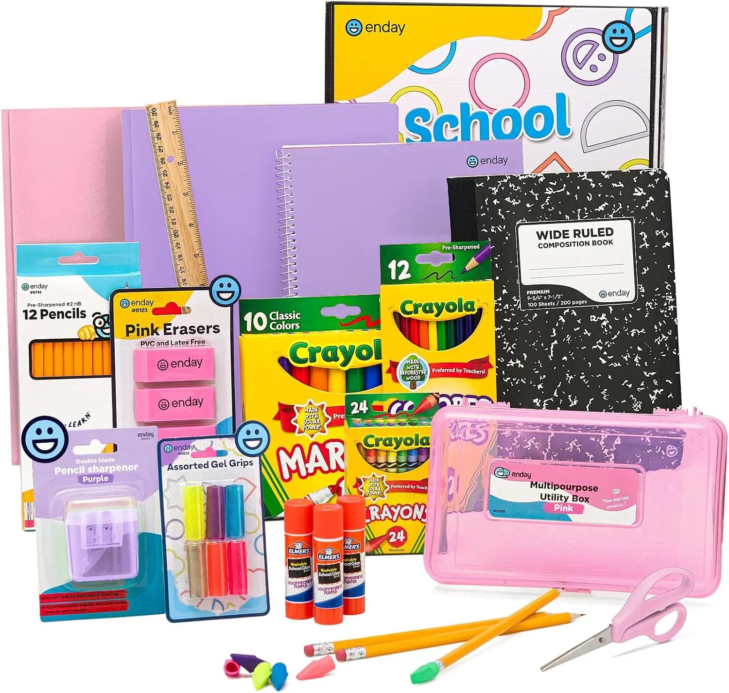 Enday Back to School Supplies Kit - Grades K-5, 83 Piece Back to School Supplies Kit, Kindergarten School Supplies Kids for Girls & Boys
