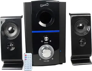 Supersonic SC-1126 High Quality Clear Multimedia FM Speakers Set of 2 with Bluetooth Connection USB Input SD Card Slot and Remote Control