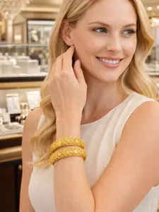 Women's Golden Plated Leaf Pattern Bracelet, Elegant Aristocratic-Style Design, Adjustable Open Cuff Bangle, Ideal for Gifts & Weddings, Elegant Jewelry Bracelet