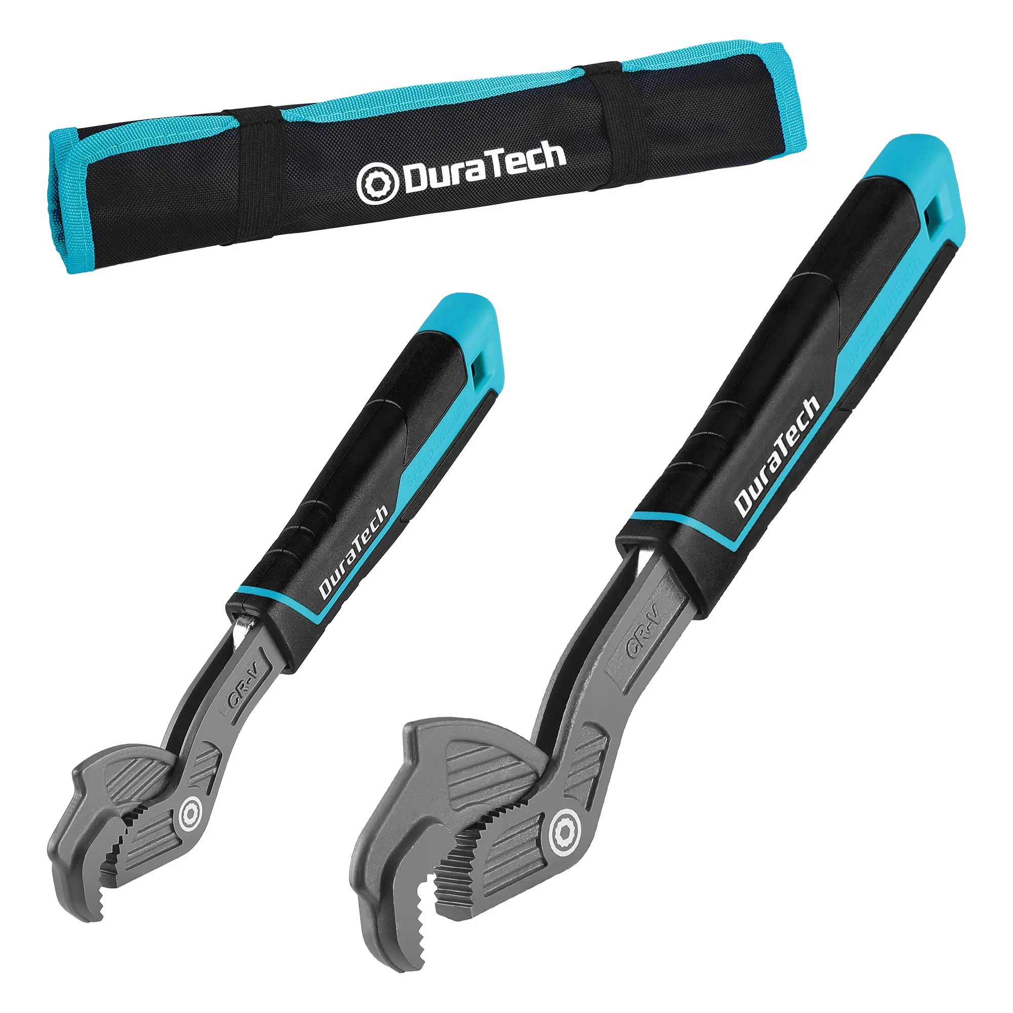 DURATECH 2 PCS Self-Adjusting Wrench Set, 8" & 12" Self-Locking Pipe Wrenches, Adjustable Size 3/8"-1-5/8"(9-41 mm), CR-V Steel, Non-Slip TPR Handle, for Home Repair, Mechanic and DIY Projects