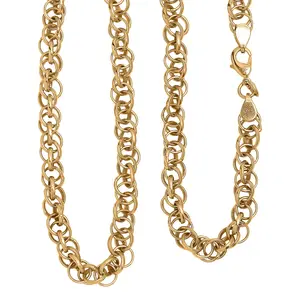 Interlocking Round Link Necklace in 18K Yellow Gold Plated Bronze 20 Inches