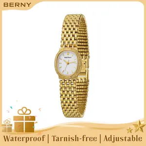 BERNY Women's Gold Watch Vintage High Quality Stainless Steel – Elegant 3ATM Waterproof Classic Fashion Quartz Wristwatch for Women, Adjustable Bracelet Tools Included, Dainty Luxury Reloj Gift for Her, Mother's Day Gift