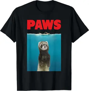 100% Cotton Paws Ferret Funny T-Shirt Parody | Ferret Lover Gifts T-Shirt