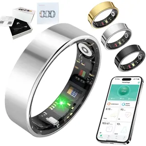 Four colors sizes 7-12, smart rings, smart health rings for men and women, fitness tracker with heart rate, blood oxygen, blood pressure, sleep monitoring and step counting, IP68 waterproof, compatible with iPhone and Android, no subscription fee required
