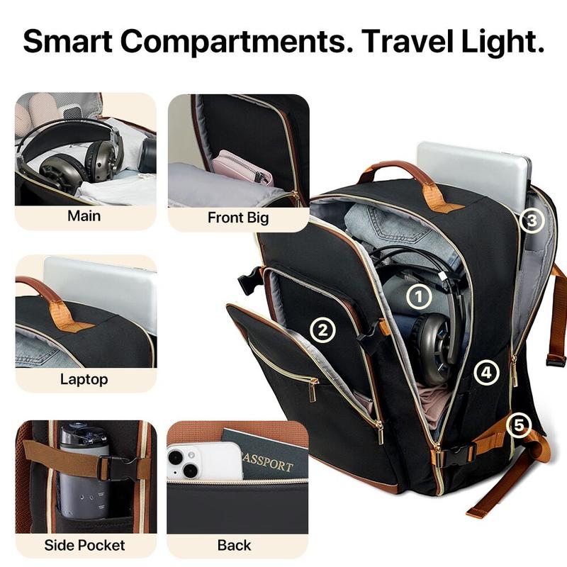40L Airline Approved Travel Backpack with 16 Pockets TSA 180° Laptop Compartment Waterproof 3 Packing Cubes Replaces 20" Suitcase Ideal for 3-7 Day Trips Christmas Gift Ideas 40L Airline Approved Travel Backpack with 16 Pockets TSA 180° Laptop Compartment Waterproof 3 Packing Cubes Replaces 20" Suitcase Ideal for 3-7 Day Trips Christmas Gift Ideas