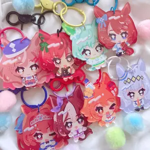 Uma Musume Acrylic Keychain Charms - Umamusume Cute Characters, Kawaii Bag Charm for Keys, Backpack & Gifts, Collectible Fan Accessory, Aesthetic Game Merch!