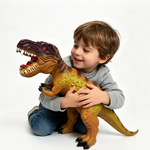 28 Inch Giant Inflatable Tyrannosaurus Rex, Realistic Dinosaur Toy, Dino Gift for Kids Ages 1-8（Green/Brown）