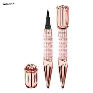 YANQINA Royal Scepter Eyeliner - Waterproof Smudgeproof Intense Black Liquid Eyeliner Pen 24HR Wear with Rose Gold Accents Flawless Cosmetic