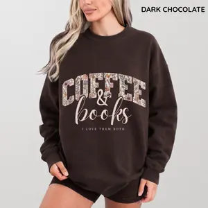 Coffee & Books Sweatshirt, Cute Book Lover Crewneck, Cozy Reader Gift, Book Club Sweatshirt, Teacher Back to School Graphic