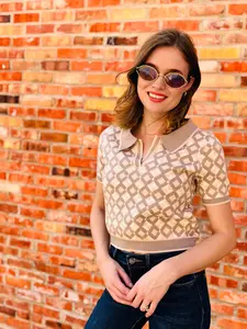 Diamond Pattern Collared Sweater - Dreamers