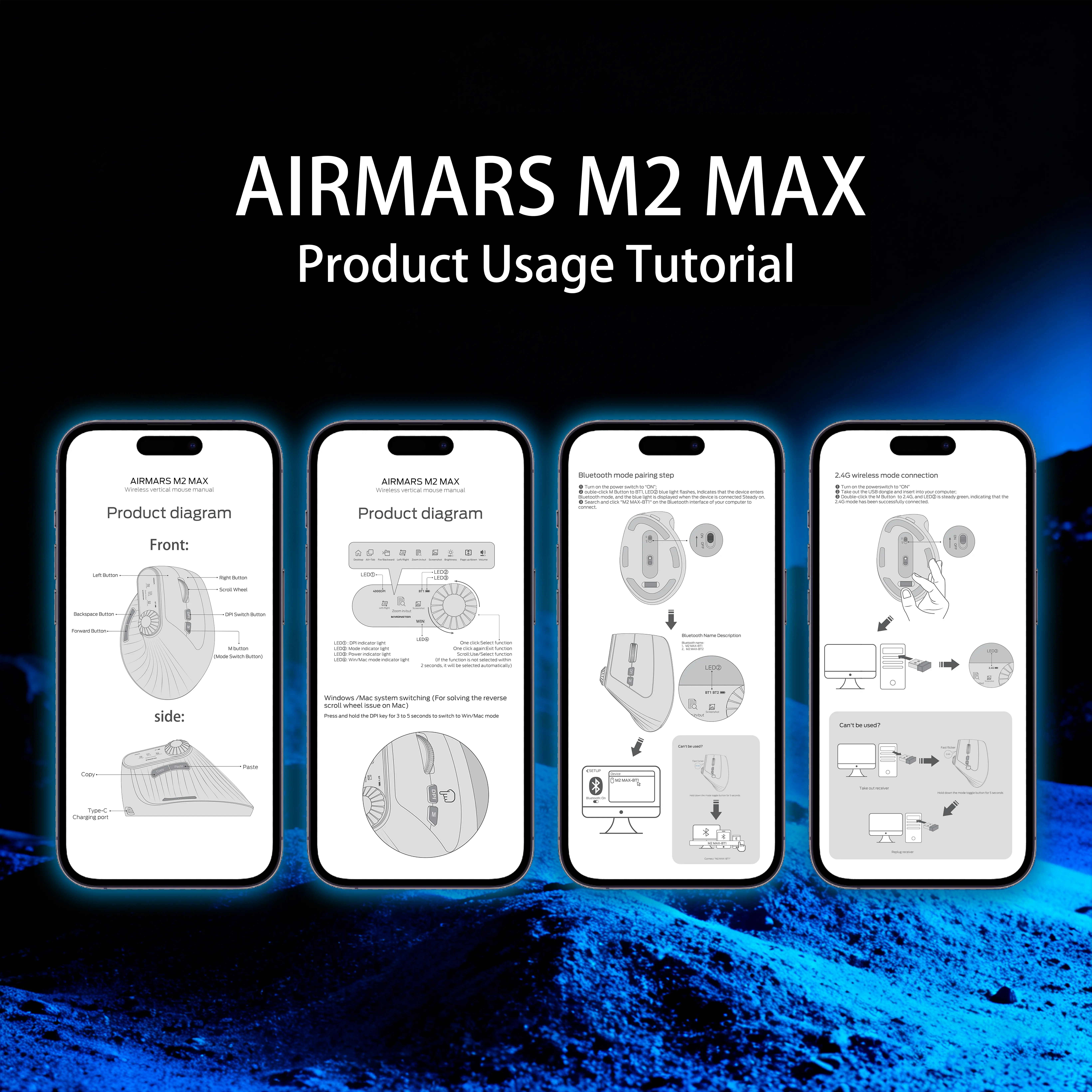 Monster Airmars M2 MAX Ergonomic Vertical Wireless Mouse - 2.4G Monster Airmars M2 MAX Ergonomic Vertical Wireless Mouse - 2.4G