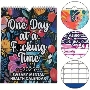 2025 swear word affirmation monthly wall hanging calendar - a planner supporting mental health, with humorous vulgar language and inspirational quotes, a tool for organizing homes and offices - paper materials