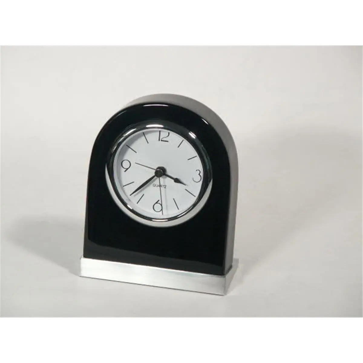Sonnet Industries Wood-Metal Analog Clock - Light Home Decor Piece, Black, Alarm Function, 4 x 5 x 1.87 in, Battery-Operated