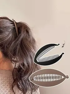 2pcs Simple Design Hair Clips, Minimalist Casual Solid Banana Clips, Casual and Versatile Hair Accessories for Women for Daily Used