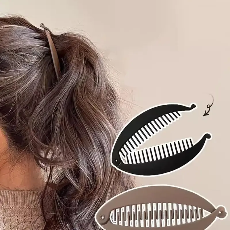 2pcs Simple Design Hair Clips, Minimalist Casual Solid Banana Clips, Casual and Versatile Hair Accessories for Women for Daily Used Hair Claws Hair Claws Set Hairclips