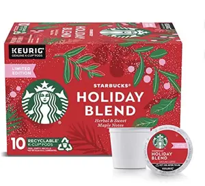 Starbucks K-Cup Coffee Pods Holiday Blend Pack of 20 Medium Roast Maple & Herbs Flavor Compatible with Keurig Machines Festive Flavor