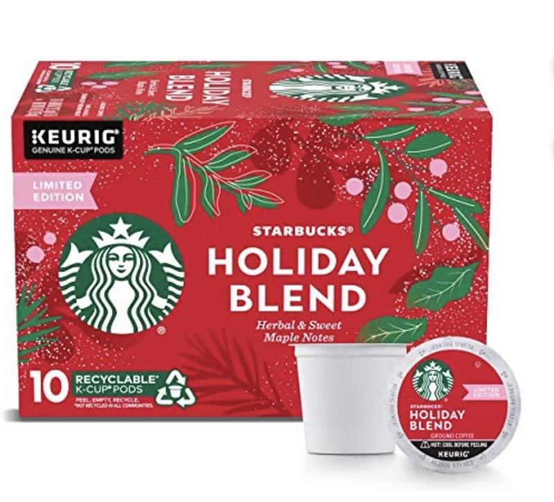 Starbucks K-Cup Coffee Pods Holiday Blend Pack of 20 Medium Roast Maple & Herbs Flavor Compatible with Keurig Machines Festive Flavor