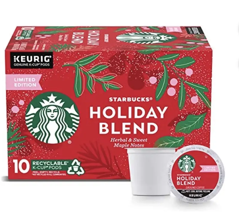 Starbucks K-Cup Coffee Pods Holiday Blend Pack of 20 Medium Roast Maple & Herbs Flavor Compatible with Keurig Machines Festive Flavor