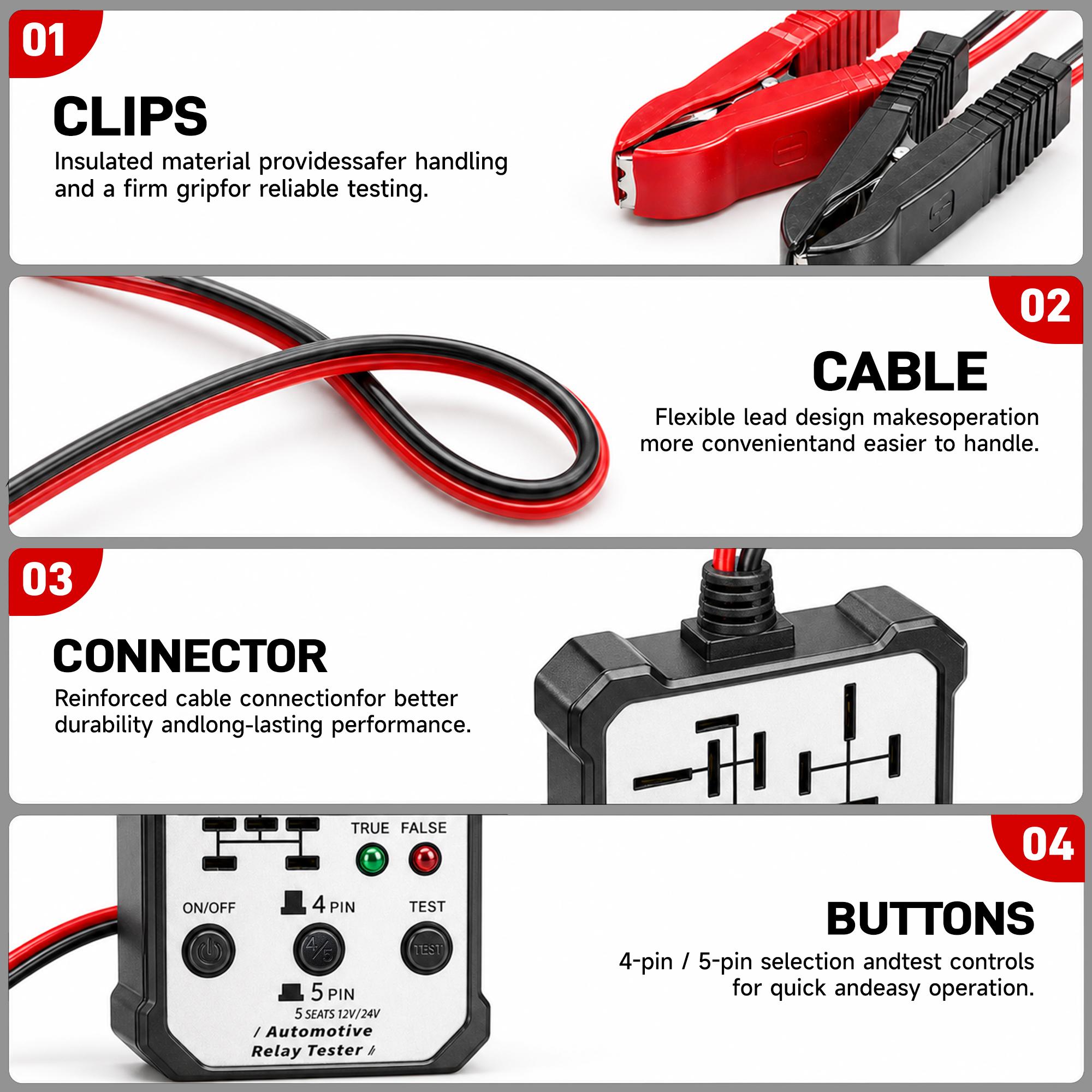 7-in-1 Universal Car Relay Tester for Mechanics, 12V/24V Compatibility Automotive Diagnostic Tool with LED Status Light, Fast Circuit Checker for Car Troubleshooting & Repair, Electronic Repair Tool