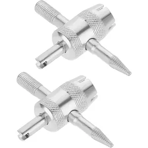 2 Pcs 4-Way Valve Core Tool Tire Valve Tools 4-in-1 Tyre Valve Removal Tool Tire Valve Stem Tool Valve Core Removal Tool Valve Stem Puller Valve Stem Removal Tool for Bicycle Bike Automobile Car