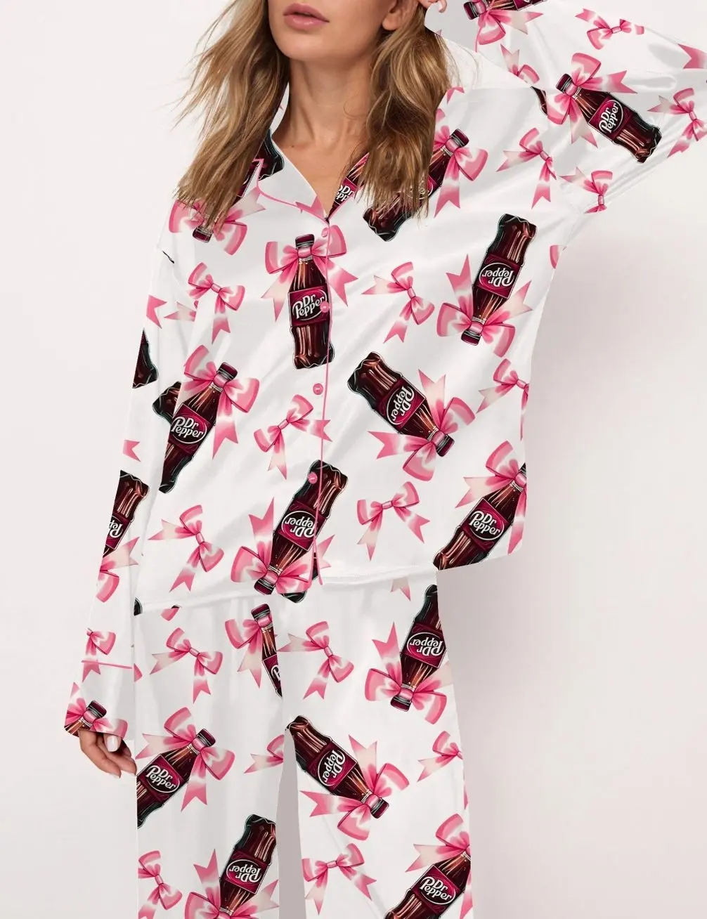 Coquette Pepper Drink Satin Pajama Set For Women