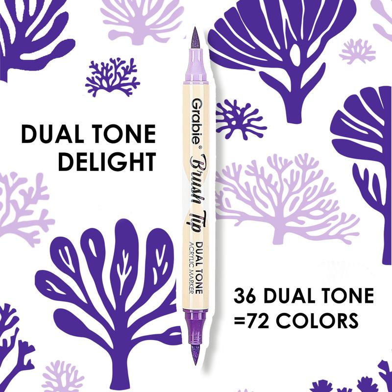 [Flash Sale] Grabie Dual Tip Acrylic Marker Set Of 36, Paint Pens markers artmarkers acrylic paintmarkers brushpen acrylic pens brushmarkers coloring book, artist supplies, artist tools, waterproof ink, creative tools, gift for valentines's day