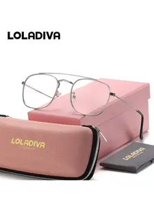LOLADIVA Unisex Introverted Quality Full Frame Plano Glasses Lightweight Elegant Square Frame Plano Glasses