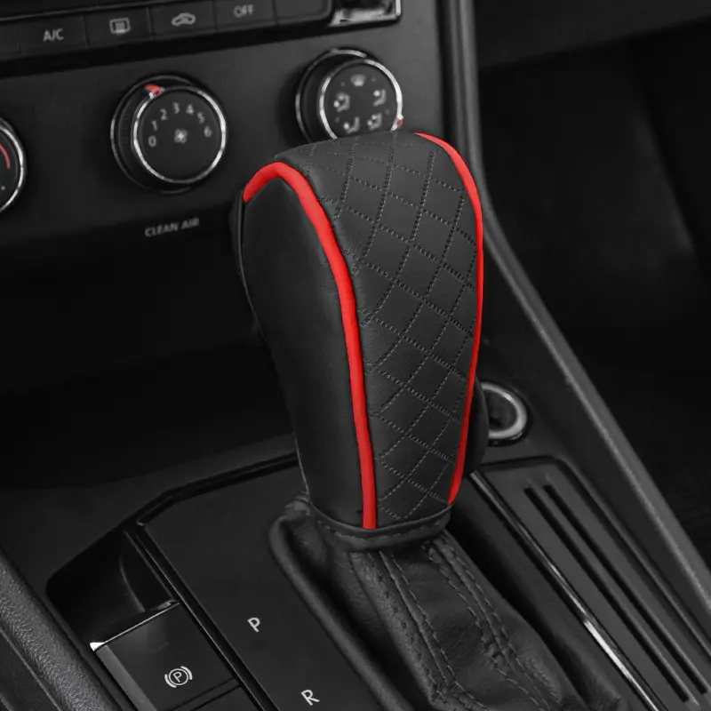 Universal PU Leather Anti-slip Car Gear Shift Knob Cover, Black Auto Parts Car Stall Anti-slip Case Driving Control Cover, Car Accessories, Shift Lever Cover, Automotive