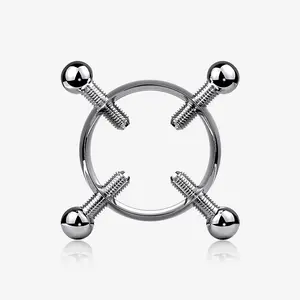 A Pair of Steel Non-Piercing Adjustable Screw Clamp Nipple Ring