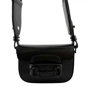 Pre-owned GUCCI Leather mini bags Black on Black Mini 1955 Horsebit Crossbody