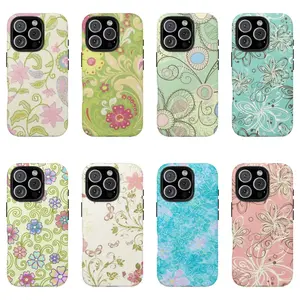 One floral paisley pattern protective case, a sturdy and durable two-in-one protective case, suitable for iPhone 17 16 15 14 13 12 11, couple phone cases, stylish phone cases