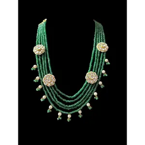 DLN63 pachi kundan necklace in beads ( READY TO SHIP )