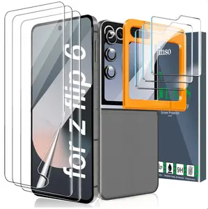 3 Pack Screen Protector for Samsung Galaxy Z Flip 6 [Phone Case Friendly], Inside Anti-Spy Film with 3 Pack Back Tempered Glass + 3 Pack Camera Lens Protector Accessories