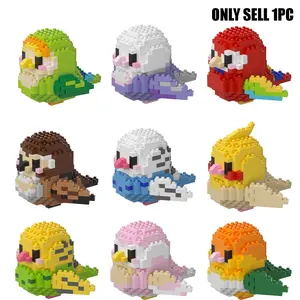 Mini Building Blocks Animals Bird Parrot & Peony Series, Desktop Decoration, Educational DIY Assembly Bricks Toy for Kids 6-8 Years & Adults, Gifts for Boys & Girls, Birthday Gift, Valentine's Day Gift, Back to School Gift & Prize, Building Blocks Model
