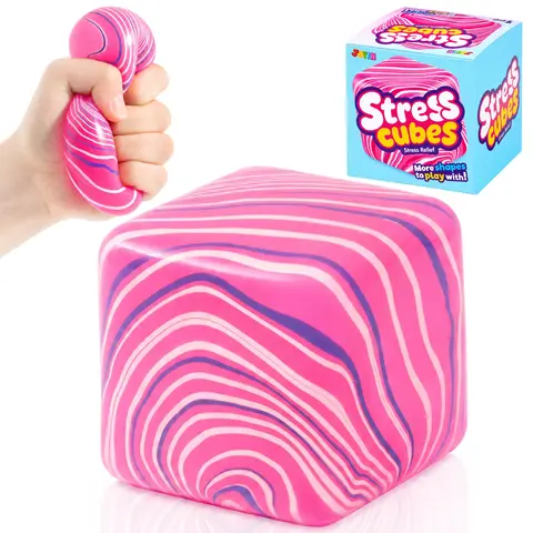 <Auction>JOYIN Rose-Red Swirl Color Blend Cube Stress Relief Toy, 2.2 Inch Unique Swirling Color Blend Cube Squishy Toys for Adults and Girls Boys, Slow Rising Squishy Fidget Sensory Toy, Soft Squeeze Decompression Dough Gift, Birthday Gifts,