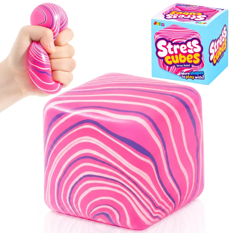 <Auction>JOYIN Rose-Red Swirl Color Blend Cube Stress Relief Toy, 2.2 Inch Unique Swirling Color Blend Cube Squishy Toys for Adults and Girls Boys, Slow Rising Squishy Fidget Sensory Toy, Soft Squeeze Decompression Dough Gift, Birthday Gifts,