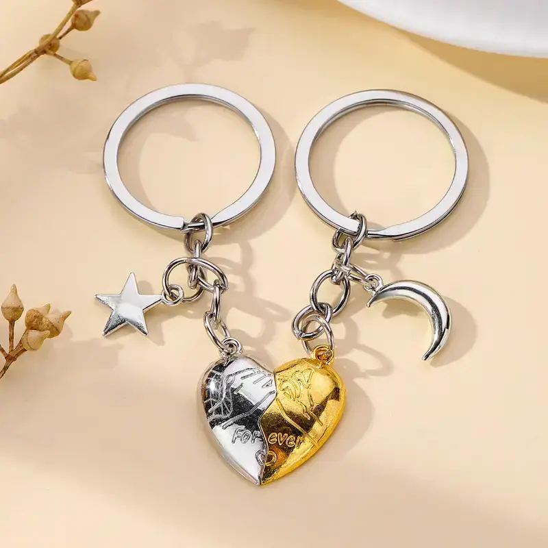 Veliora Gift B Magnetic Heart Keychain - Forever Love Star and Moon Keychain Perfect Gift for couples and family stud earring men accessories tarnish proof jewelry