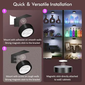 Battery Operated Picture Light Magnetic Painting Light with RGB Color Changing 3 Modes Remote Dimmable Timer Art Display Wireless Wall Decor Puck Lights for Home Decor