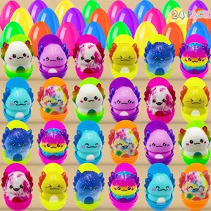 24 Pack Prefilled Easter Eggs with Squishy Toys – Easter Basket Stuffers, Filled Easter Eggs for Egg Hunt Party Favors for Kids Boys & Girls