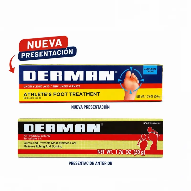 Derman Foot Antifungal Cream 1.76 Oz Daily Fungus for Athlete's Foot Relief - Gentle, Non-Irritating Formula Therapy Treatment